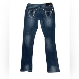 Red Rivet | Distressed Embellished Pocket Skinny Jeans - Size 15